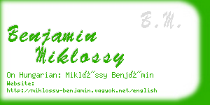 benjamin miklossy business card